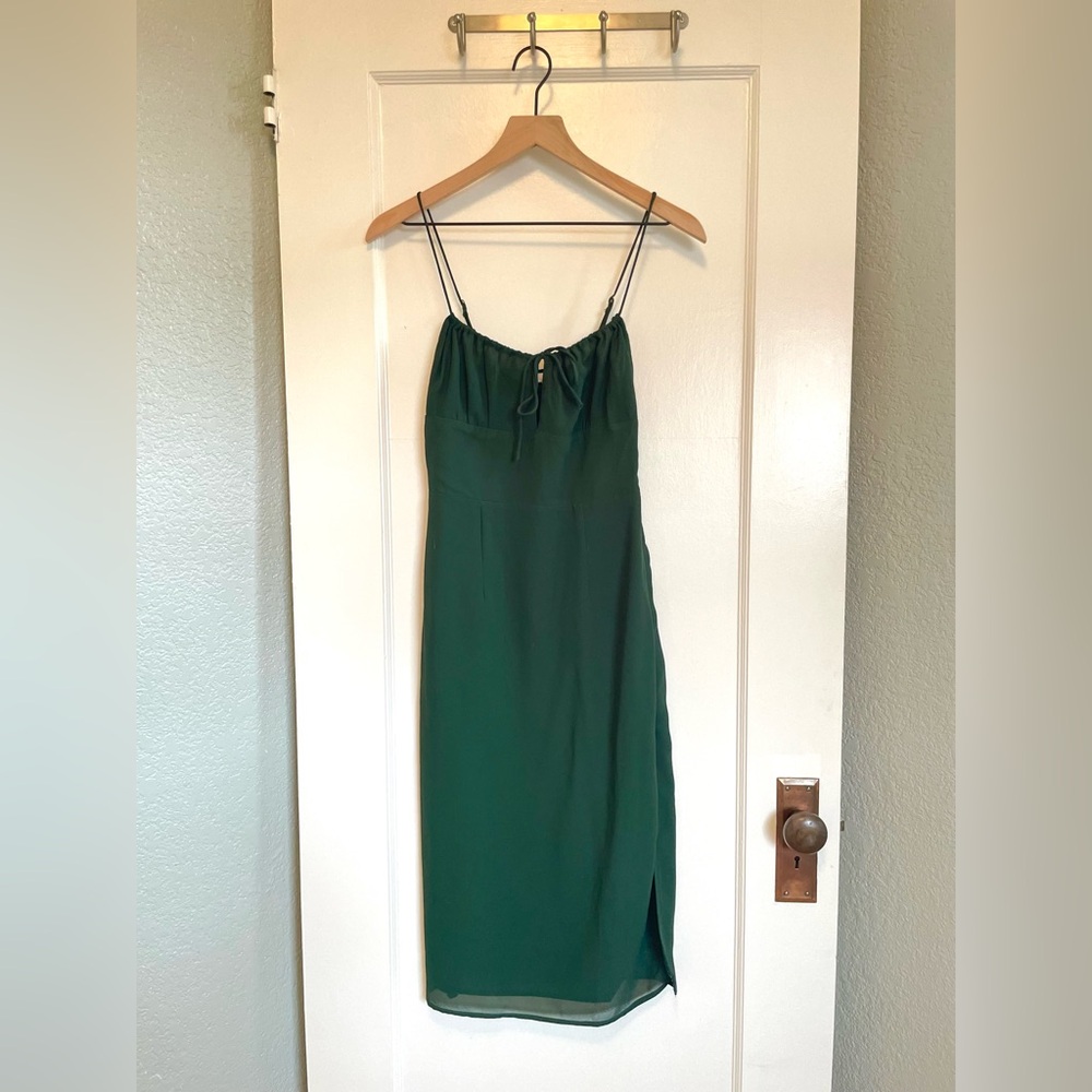 Sexy spaghetti strap low cut slip dress